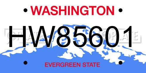 HW85601 Washington License Plate