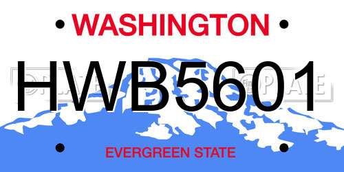 HWB5601 Washington License Plate