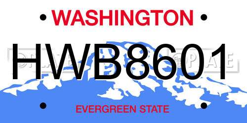 HWB8601 Washington License Plate