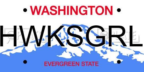 HWKSGRL Washington License Plate