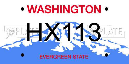 HX113 Washington License Plate
