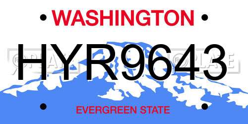 HYR9643 Washington License Plate