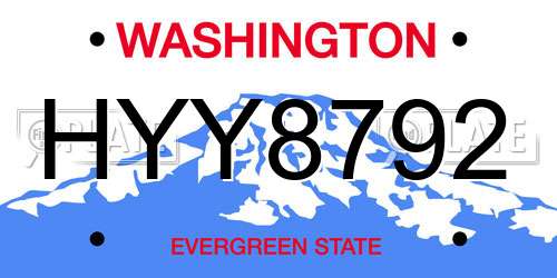 HYY8792 Washington License Plate