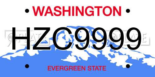 HZC9999 Washington License Plate