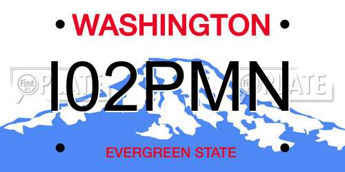 I02PMN Washington License Plate
