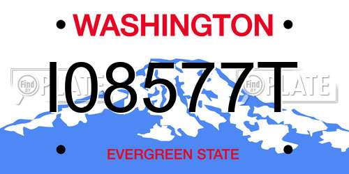 I08577T Washington License Plate