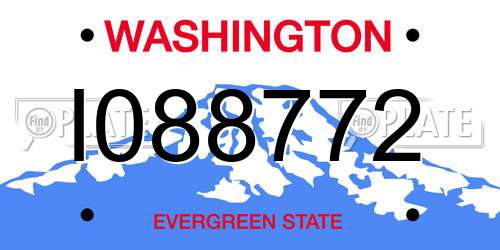 I088772 Washington License Plate