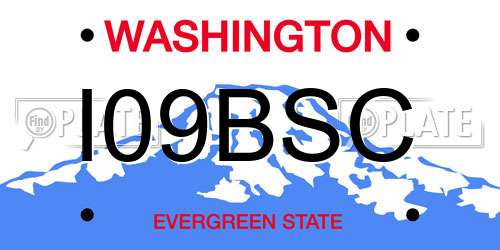 I09BSC Washington License Plate