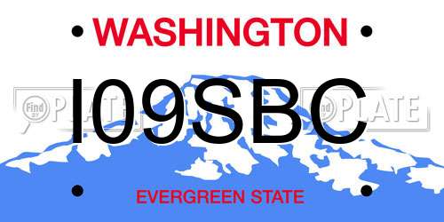 I09SBC Washington License Plate