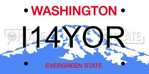 I14YOR Washington License Plate