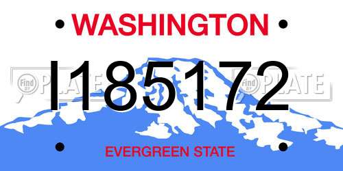 I185172 Washington License Plate