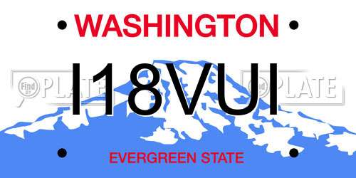 I18VUI Washington License Plate