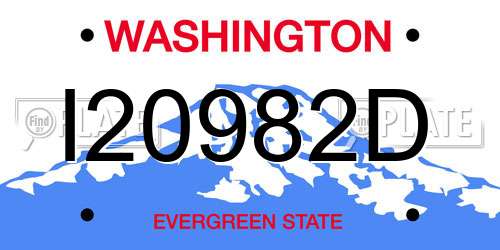 I20982D Washington License Plate