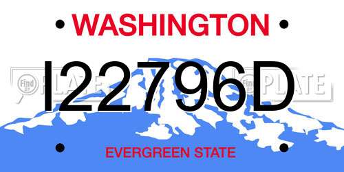 I22796D Washington License Plate
