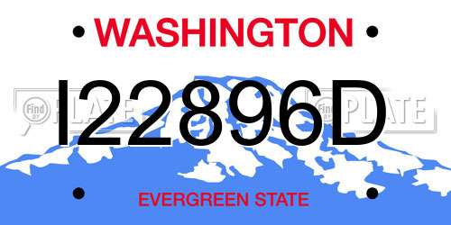 I22896D Washington License Plate