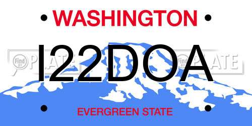 I22DOA Washington License Plate