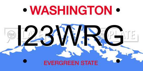 I23WRG Washington License Plate