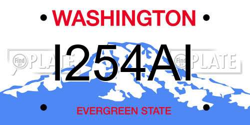 I254AI Washington License Plate