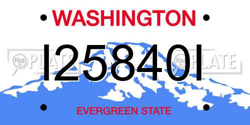 I25840I Washington License Plate