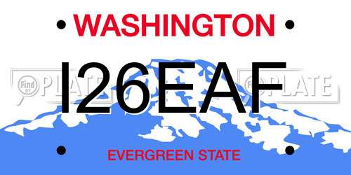 I26EAF Washington License Plate