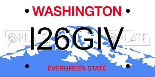 I26GIV Washington License Plate