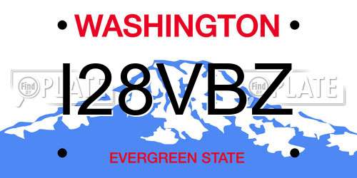 I28VBZ Washington License Plate