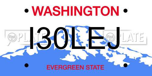 I30LEJ Washington License Plate