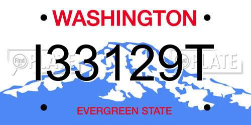 I33129T Washington License Plate