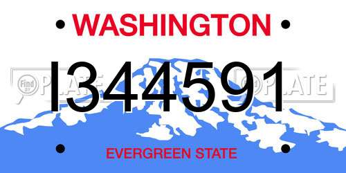 I344591 Washington License Plate