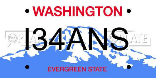 I34ANS Washington License Plate