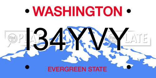 I34YVY Washington License Plate