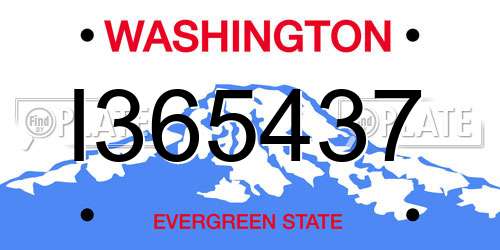 I365437 Washington License Plate