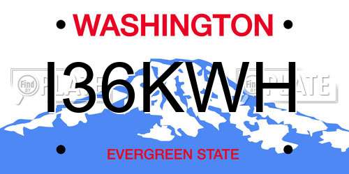 I36KWH Washington License Plate