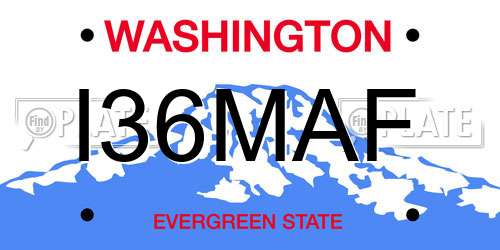I36MAF Washington License Plate