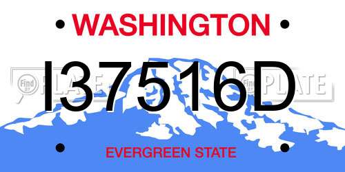 I37516D Washington License Plate