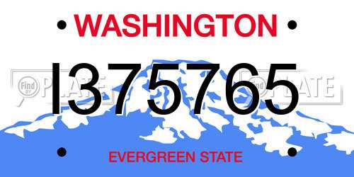I375765 Washington License Plate