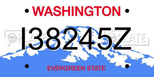 I38245Z Washington License Plate