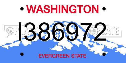 I386972 Washington License Plate