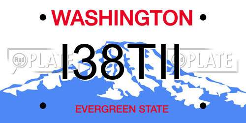 I38TII Washington License Plate