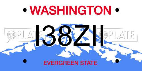 I38ZII Washington License Plate