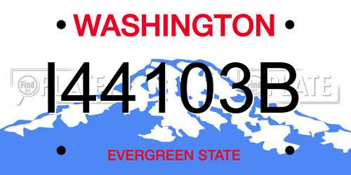 I44103B Washington License Plate