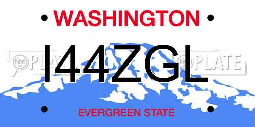 I44ZGL Washington License Plate