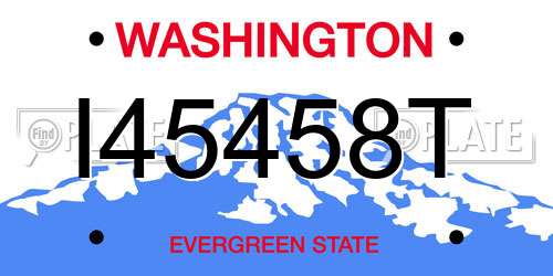 I45458T Washington License Plate