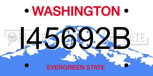 I45692B Washington License Plate