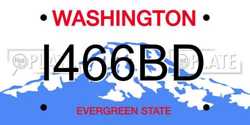 I466BD Washington License Plate