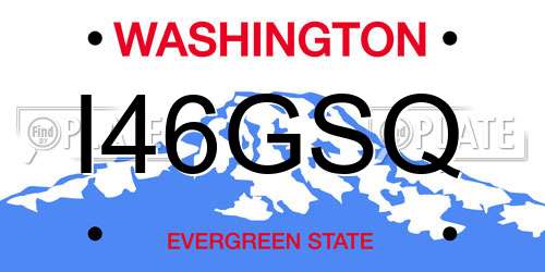 I46GSQ Washington License Plate