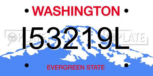I53219L Washington License Plate