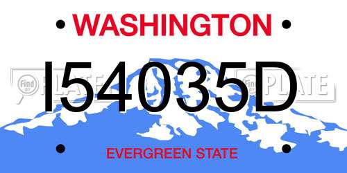 I54035D Washington License Plate