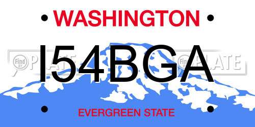 I54BGA Washington License Plate