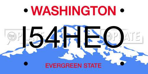 I54HEO Washington License Plate